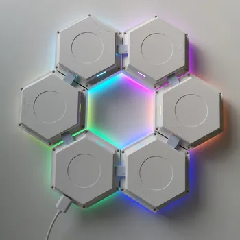 PRIEDAI Nuotolinis Valdymas Korio Modulinis Surinkimas Helios Liesti Sienos Lempos RGB Quantum lempa LED Magnetinės Sienos Šviesos Miegamojo Lempa