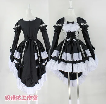 Cosplay Angel Love Princess Dress Mielas Tarnaitė Paslaugų Juoda ir Balta, rožinė Kambarinės Kostiumas lolita Anime Kostiumas Smokingas, Suknelė