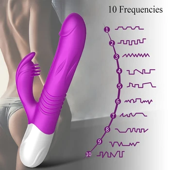 IKOKY Dvigubai Kalba Lyžis 10 Greičio Klitorio Stimuliatorius Sekso Žaislai Moterims, G Spot Erotika Dildo Vibratorius Teleskopinis