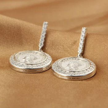 Airis Laisvės Statula Monetos, Auskarai Nekilnojamojo 925 sterlingas sidabro moissanite lašas auskarai moterims, Derliaus Šalis