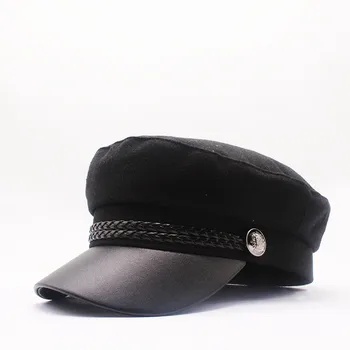 2019 NAUJAS Žiemos pavasario mados moterų vilnos skrybėlę Britų stiliaus šiltą šviesą newsboy kepurės karinės aštuoniakampis bžūp moterų kepurės snapeliu