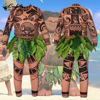 Spalva Cosplayer Maui Helovinas Kostiumas Vaikams Suaugusių Vyrų, Cosplay Kostiumų 3 Vnt Rinkiniai Ilgomis Rankovėmis Viršūnes Kostiumai Purim Karnavalą Medžiaga