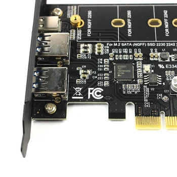 M2 SATA B Klavišą, kad PCI-e 3.0 Valdiklis, Keitiklis Riser Card 2x USB3.0 & Type-c 2 M. PCIe Adapteris, skirtas 2280 2260 2242 2230 už NGFF