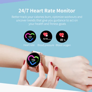 ESEED DT88 smart watch moterų ip68 vandeniui 1.22 colių ekranas, Širdies ritmas, kraujo spaudimas, skirta 