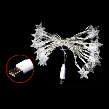 5V USB Powered 20/40/80 LED Pasakų String Snowfake Šviesos Lempa, Vestuvės, Kalėdos Šalis, Lauko, Patalpų, Namų Kambario Dekoro