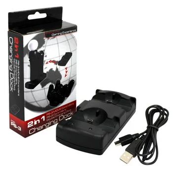 Už PS3, PS3 MOVE Controller Dual Įkroviklį, USB Kabelį Maitinamas Įkrovimo Dokas, Skirtų Playstation 3 Move Kreiptuką Gamepad Controle