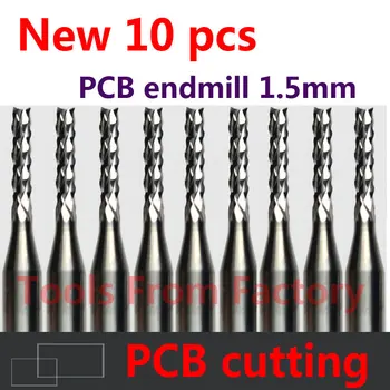 10vnt Karbido PCB CNC Graviravimas Bitai Pabaigos Kukurūzų Pjovimo Frezavimo, pjovimo, gręžimo skylės endmill 1,5 mm Skersmens # ST3.1507
