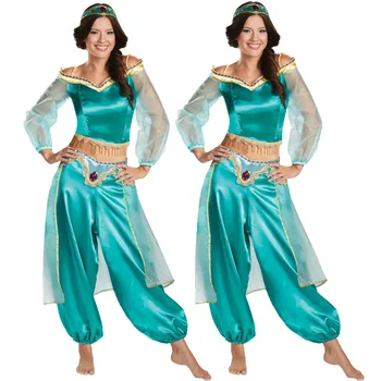 Suaugusiųjų Jazminų Cosplay Kostiumų Aladdin ' s žibinto Suaugusiųjų Rinkinys, Vaikams, Suknelės Mergaičių Jazminų Princesė Dress Etape rodikliai rodo Kostiumas