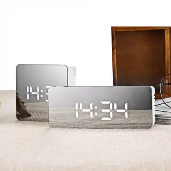 1 Vnt Skaitmeninis Laikrodis-Žadintuvas su Didelis Veidrodis, LED Ekranas, Dekoratyvinis suveikimo Temperatūra FBE3
