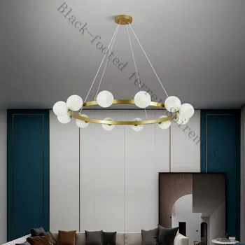 Šiuolaikinės kūrybos stiklo kamuolys aukso žiedas LED šviestuvai Šiaurės šalių namų patalpų kambarį Sieniniai šviestuvai miegamajame studijų kabo lempa