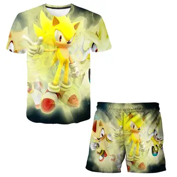 Sonic 3D vaikų marškinėliai nustatyti, sonic berniukų ir mergaičių marškinėliai nustatyti, 3D spausdinimas T-shirt, berniukų ir mergaičių nustatyti.