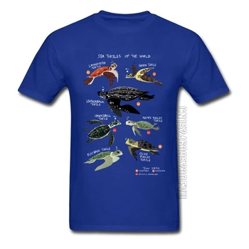 Jūros Terrapin Vėžlių Pasaulyje Atsitiktinis marškinėliai Vėžlys Išsaugoti Vandenyno Grafinis Toutoise Mėlyna Spalva Tshirts Vyrų Nuostabus Spausdinti