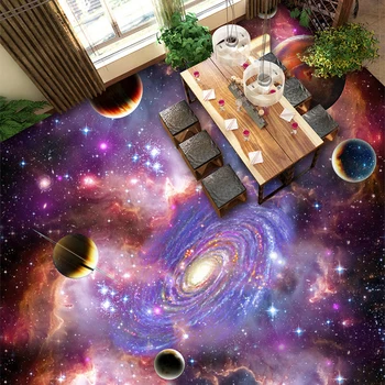 Custom Freskomis Tapetai, 3D Stereo Visatos Žvaigždėtas Dangus Galaxy Grindų Plytelės, Dažymo Lipdukai Vonios Kambarį Papel De Parede