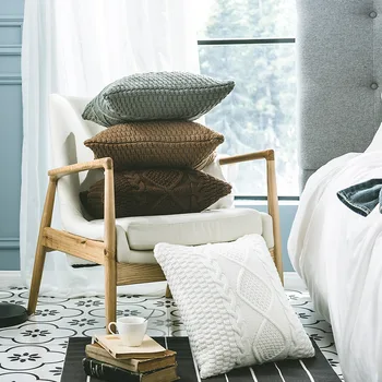 Akrilo pluoštų megzti sofos pagalvėlė padengti deimantų žakardo mesti pagalvę padengti 45x45cm dekoratyvinės pagalvės užvalkalą namų biuras
