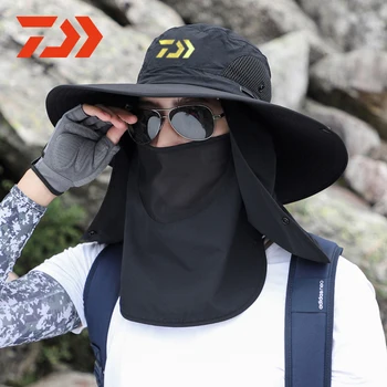 2020 m. Vyras Bžūp Daiwa Žvejybos Saulės, Skrybėlę, Sulankstomas Lauko Laipiojimo Žvejys Skrybėlę UV Apsauga skėtį nuo saulės Skrybėlę Didelis Pastoge Reguliuojamas Skrybėlę