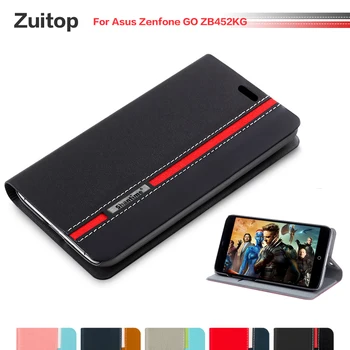 Kaubojus PU Oda Telefono dėklas Skirtas Asus Zenfone EITI ZB452KG Flip Case For Asus ZB452KG Verslo Atveju Minkštas Silikoninis Galinio Dangtelio