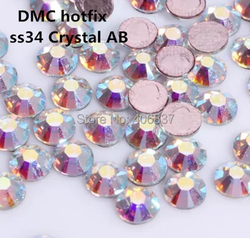 Nemokamas Pristatymas! 144pcs/Daug, ss34 (7.0-7.3 mm) Aukštos Kokybės DMC Crystal AB Geležies Cirkonio / Hot fix Cirkonio