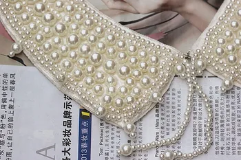 2016 Naujas Mados perlų nuimamas apykaklės, apykaklės, karoliai didmeninė kutas krištolo karoliukais derliaus balta nėrinių pearl false apykaklės