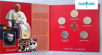 Popiežius Jonas Paulius II 5pieces/ Set Maltos riterių masonai Masonism monetos originalus monetas, Monetų Popieriaus foldNot išplatintas