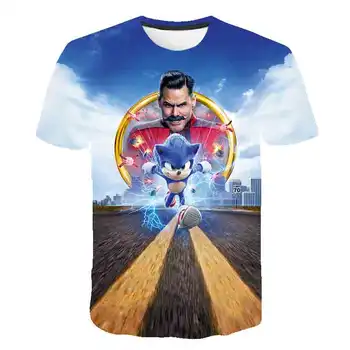 2020 Nauja Tendencija Žvaigždėtą Sonic, T-marškinėliai Berniukams ir Mergaitėms Vasarą Cartoon Atsitiktinis trumparankoviai Jaunimo Drabužių 3D T-shirt 4-25 Metų