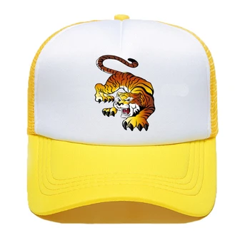 Custom Skrybėlę Trucker Kepurės Tigras Animacinių Filmų Gyvūnų Spausdinti Skrybėlės Mada Sporto Pavadinimas/Logotipas Lenktynių Suaugusiems, Vaikams, Skrybėlės Nuo Saulės