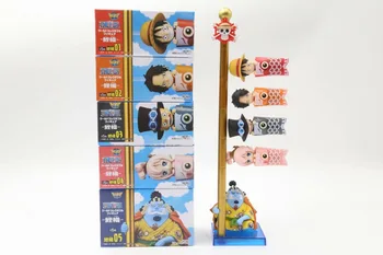 Anime One Piece Luffy Ace Sabo Shirahoshi Jinbe Vėliavos Ver. WCF PVC figūrėlių Kolekcija Modelis Vaikams, Žaislai, Lėlės, 8cm 5vnt/set