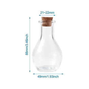 2vnt Stiklo Butelį Granulių Aišku Konteineriai su Tampions apie 88mm didelis, 49mm pločio, Skylė: 15mm