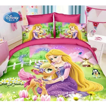 Tangled Rapunzel Princesė Šalikas Padengti Rinkinį Mergaitėms Miegamasis Dekoro Vieno Dydžio Flatsheet Antklode Padengti Užvalkalai Vaikams Dovanų