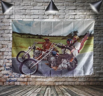 Easy Rider spalvinga, Motociklininkas Plakatas Vėliavą laisvės Reklama Namo Apdaila Kabo vėliavos 4 Gromments Kampuose 3*5FT