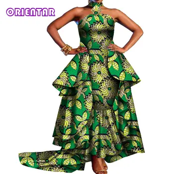 Afrikos Suknelės Moterims 2020 M. Šalies Afrikos Spausdinti Grindų Ilgio Suknelė Off Peties Dashiki Ponios Afrikos Suknelė Plius Dydis WY8263