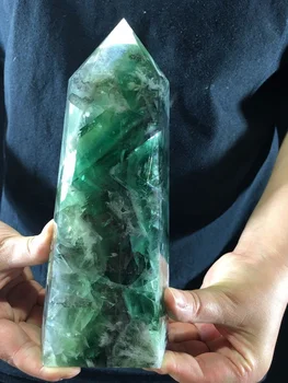 Natūrali Žalioji fluorito Obeliskas Kvarco Kristalo Nutraukti Gydymo Lazdelė