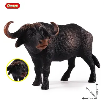 Oenux Originalus Afrikos Buivolo Gyvūnų 3pcs Modeliavimas Apsivaikuoti Gyvūnų figūrėlių, Statinio Mielas Modelio Surinkimo Žaislai Vaikams