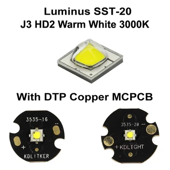 Luminus SST-20 Šiltai Balta 3000K) LED Spinduolis Su 16mm / 20mm DTP Vario MCPCB - 1 vnt