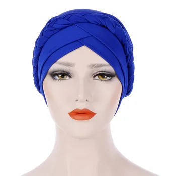 Musulmonų Moterys Kietas Kryžiaus Šilko Juostelių Turbaną Skrybėlę, Šaliką Vėžio Chemo Beanie Kepurė Hijab Apdangalai, Galvą Apvyniokite Plaukų Aksesuarai