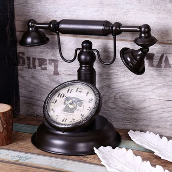 Retro Vintage Telefono Stalo Laikrodis Kūrybos Baras, Kavinė Apdailos Namų Laikrodis Drabužių Parduotuvė Lango Modelio Apdailos Lentelės Žiūrėti