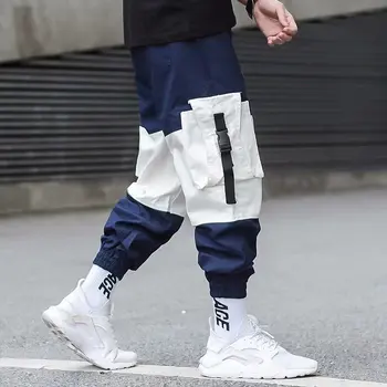 Korėjos Hip-Hop Berniukas Multi-kišenės, Elastinga Juosmens Dizaino Haremas Ziajać Vyrų Streetwear Punk Atsitiktinis Kelnės Jogger Vyrų Šokių ins Ziajać