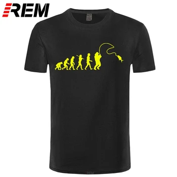 Nauja Evoliucija, Fishinger Tee Marškinėliai Vyrams Vasaros Žuvų Pokštas Žvejys Karpis T-shirts 31 Spalvų Medvilnės trumpomis Rankovėmis Juokinga Dovana, T-shirt