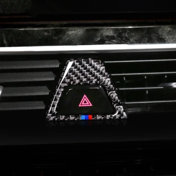 SRXTZM Interjero Aksesuarų Anglies Pluošto P 3D Įspėjamoji Lemputė Mygtuką Apima Apdailos Auto Lipdukas BMW 5 Serijos G30