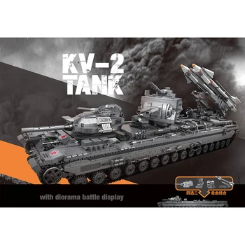 XingBao 06006 3663Pcs Kūrybos SS Kariuomenės Serija KV-2 Tankas Nustatyti vaikų Švietimo Statybiniai Blokai, Plytos, Žaislai Modelis Gif