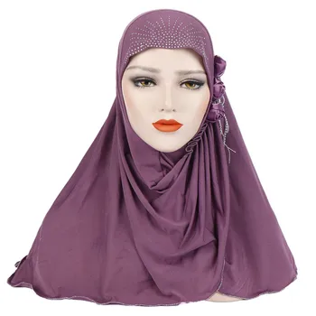 2019 Naujas musulmonų deimantų instand hijab islamo paprasto jersey skarelė malaizija hijab foulard femme musulman arabų headwrap