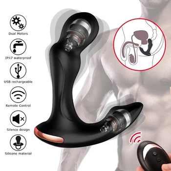 Vibratorius Butt Plug Sekso žaisliukai Vyrams Prostatos Massager Analinis Uodega Sukasi Belaidžio Nuotolinio USB Įkrovimo Suaugusiems vyrams