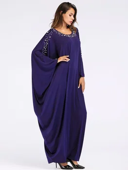 Plus Size Kokybės Naujas Arabų Elegantiškas Prarasti Abaja Kaftan Islamo Mados Musulmonų Aprangos Drabužių Dizainą Moteris Tamsiai mėlyna Dubajus Abaja