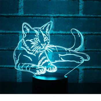 3D LED Nakties Šviesos Prestige Įspėjimo Katė su 7 Spalvų Šviesos Namų Puošybai Lempos Nuostabi Vizualizacijos Optinė Iliuzija