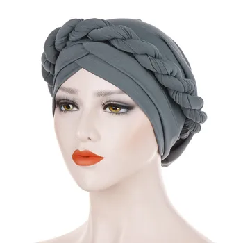 Musulmonų Moterys Kryžiaus Šilko Twist Nerijos Turbaną Skrybėlę, Šaliką Vėžio Chemo Beanie Kepurė Hijab Apdangalai, Galvą Apvyniokite Plaukų Aksesuarai