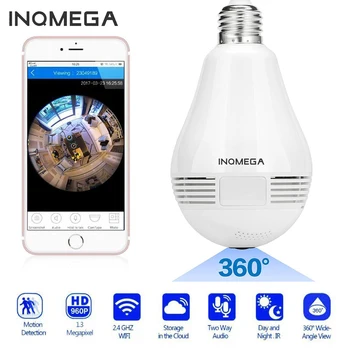 INQMEGA 960P Panoraminis 360 Laipsnių Lemputės Šviesos IP Kamera, Wireless Wi-fi
