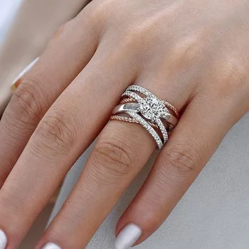 Prabanga Moterų Susukti Žiedas Unikalus Stilius Crystal Rose Aukso Spalvos Vestuvinius Žiedas Žada Sužadėtuvių Žiedai Moterims