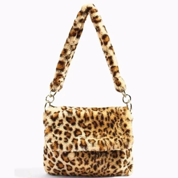 Leopard Crossbody Maišelį Dirbtiniais Toli Pečių Maišą Moterų Mados Didelės Talpos Krepšys Moterų Dizaineris Maišelis Minkštas Žiemos Krepšys