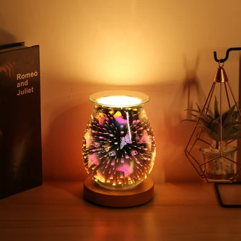Aliejus Difuzoriaus Elektros Žvakė Šilčiau Stiklo Vaškas Ištirptų Šiltesnis Su 3D Fejerverkų Efektas Naktį Šviesos Tortų Degiklis Aromatas