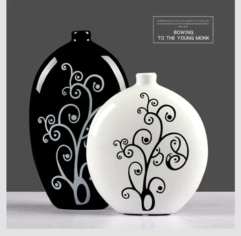 Paprasta Šiuolaikinių Namų Puošybai Keramikos Vaza Kambarį Dekoruoti Juodos ir Baltos spalvos Pasirinktinai Creative Vestuvių Keraminių Gėlių Vaza