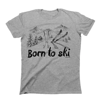 Gimė SLIDINĖJIMO T-Shirt Mens Ponios Unisex Slidinėjimas Kalnuose, Ekstremalus Sportas, Kietas Atsitiktinis pasididžiavimas marškinėliai vyrams Unisex Naujas Mados marškinėlius